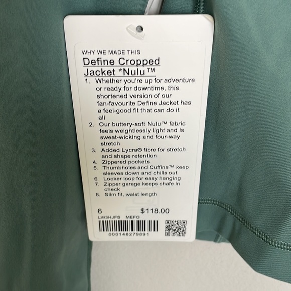NWT Lululemon Cropped Define Jacket *Nulu Medium Forest Size 6 - Picture 5 of 10